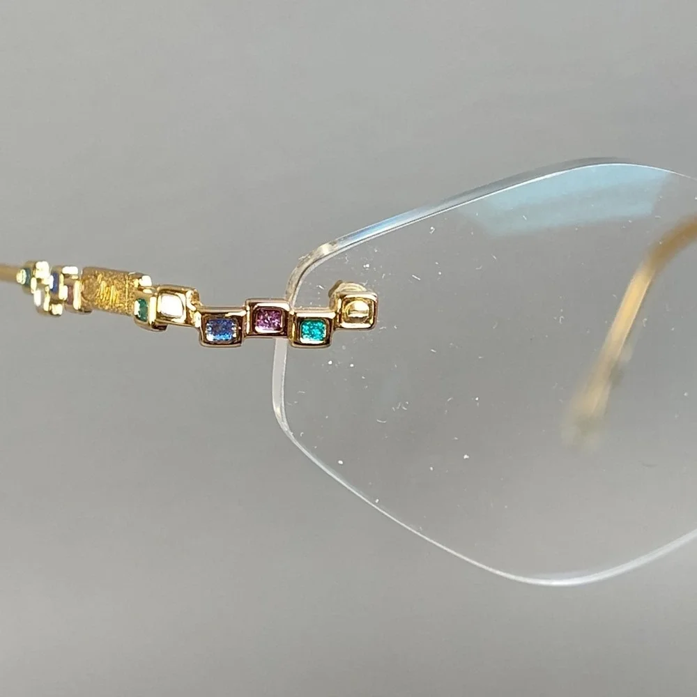 Vintage 90s Cazal Gold Rimless Hexagon Eyeglass Frames MOD. 424 COL. 971 READ